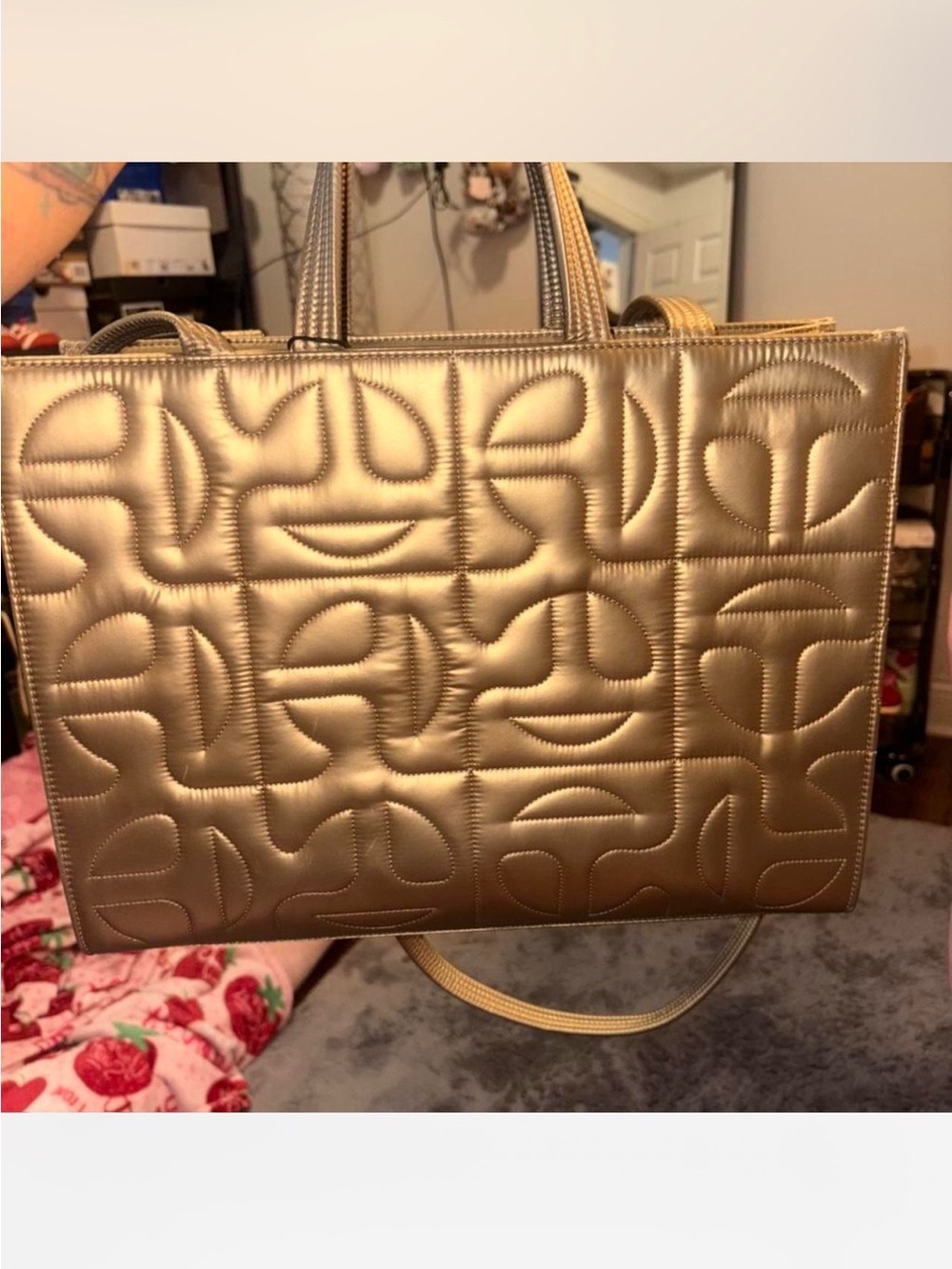 Telfar Metallic Gold Quilted Tote